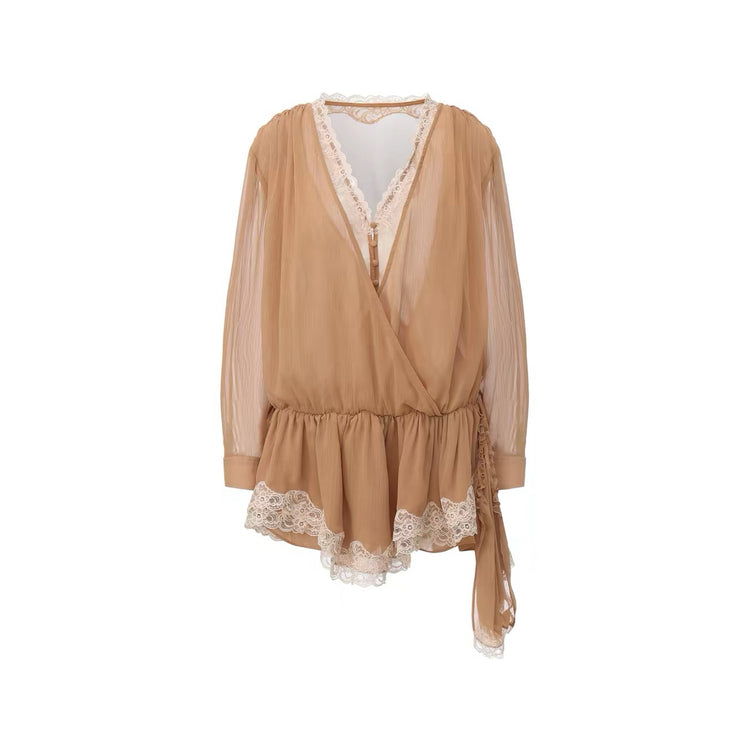 V-Neck Lace-Panel Dress