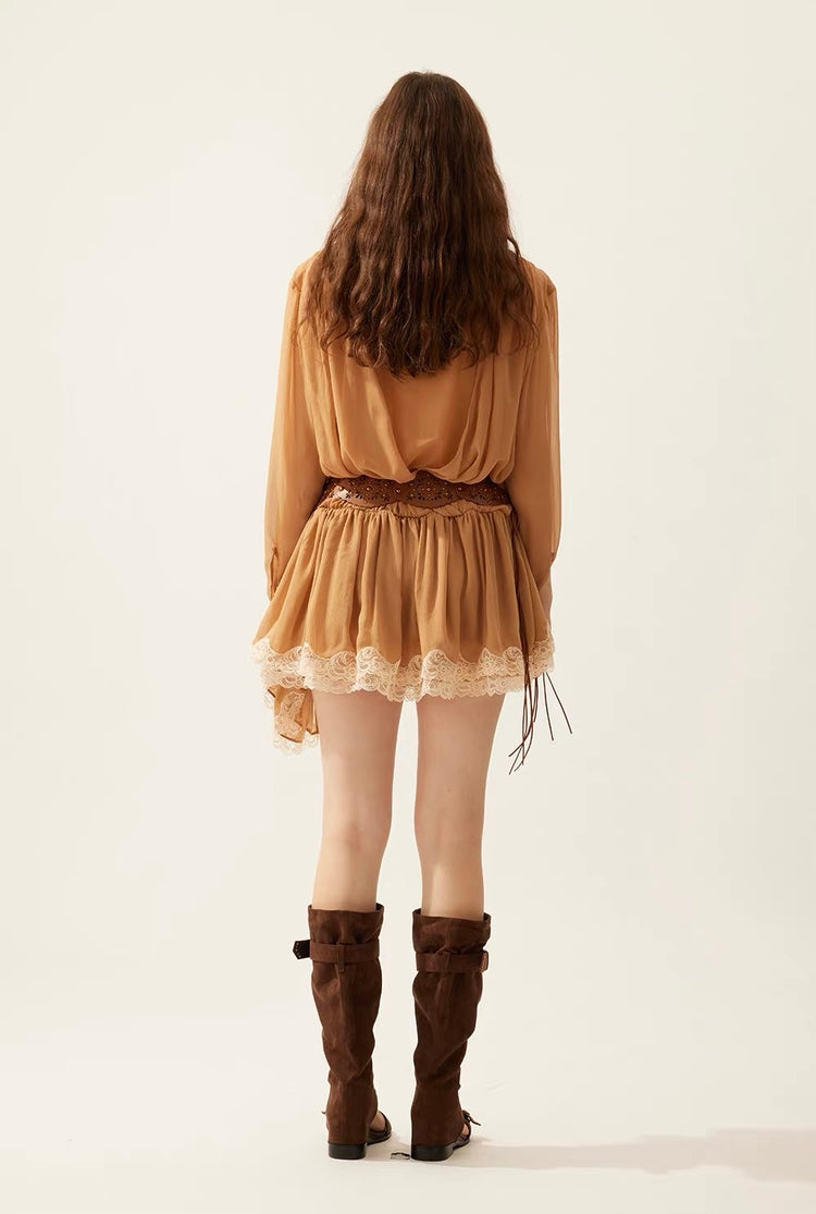 V-Neck Lace-Panel Dress