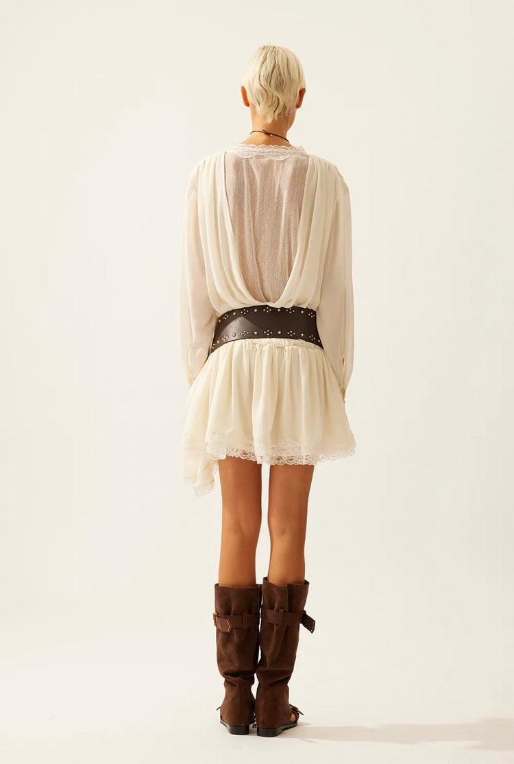 V-Neck Lace-Panel Dress