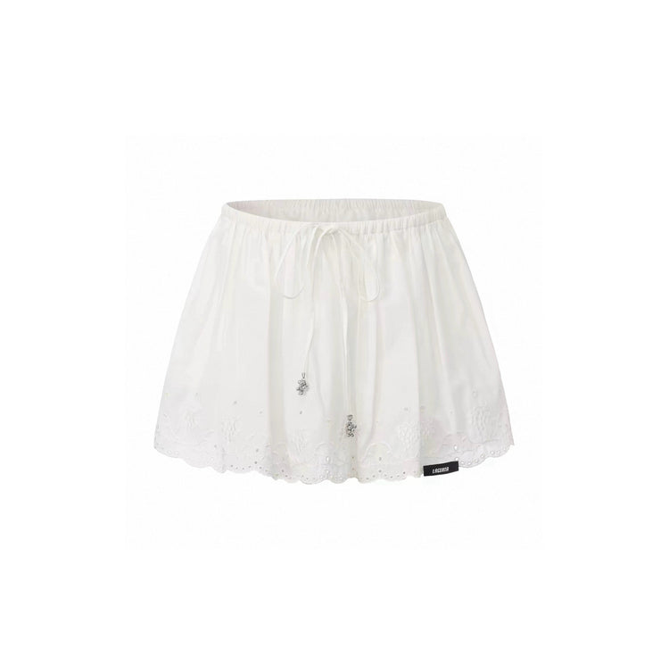 Grape Charm Lace-Embroidered Mini Skirt