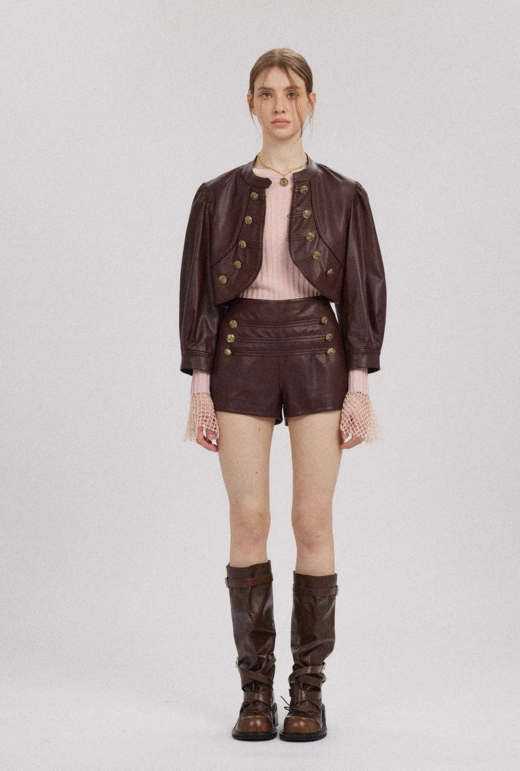 Regal H-Line Leather Shorts