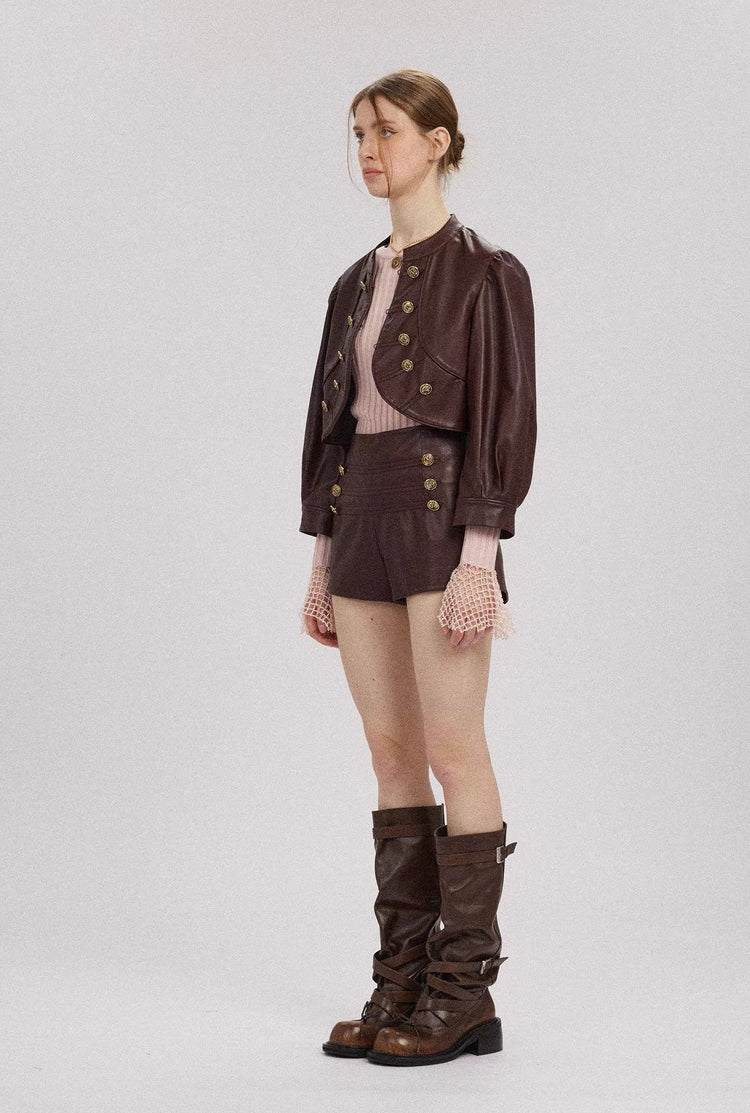 Regal H-Line Leather Shorts
