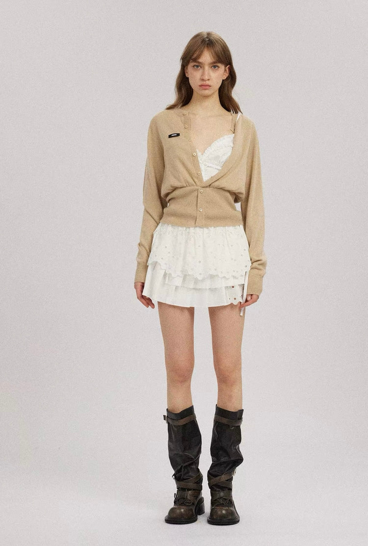 Strappy Deconstructed Faux-Layered Knit Top