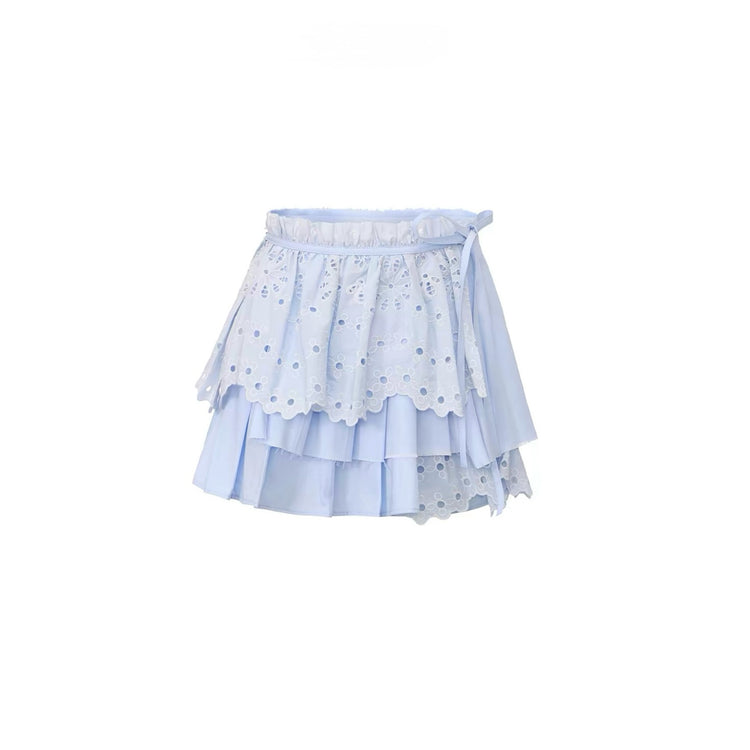 Deconstructed Cutout Embroidered Pleated Skirt