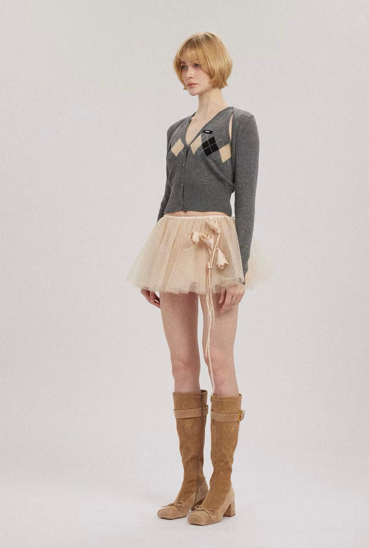 Handcrafted Rose Tulle Puffy Mini Skirt