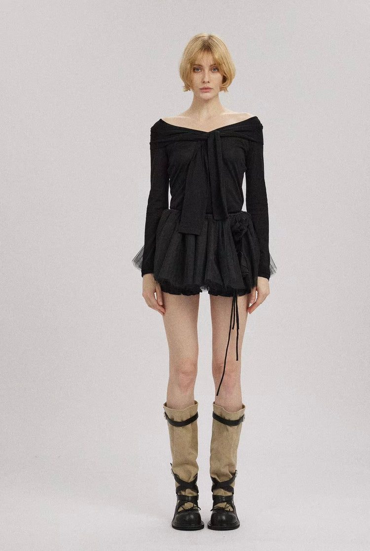 Handcrafted Rose Tulle Puffy Mini Skirt
