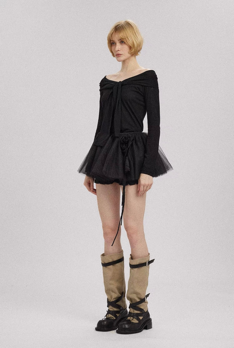 Handcrafted Rose Tulle Puffy Mini Skirt