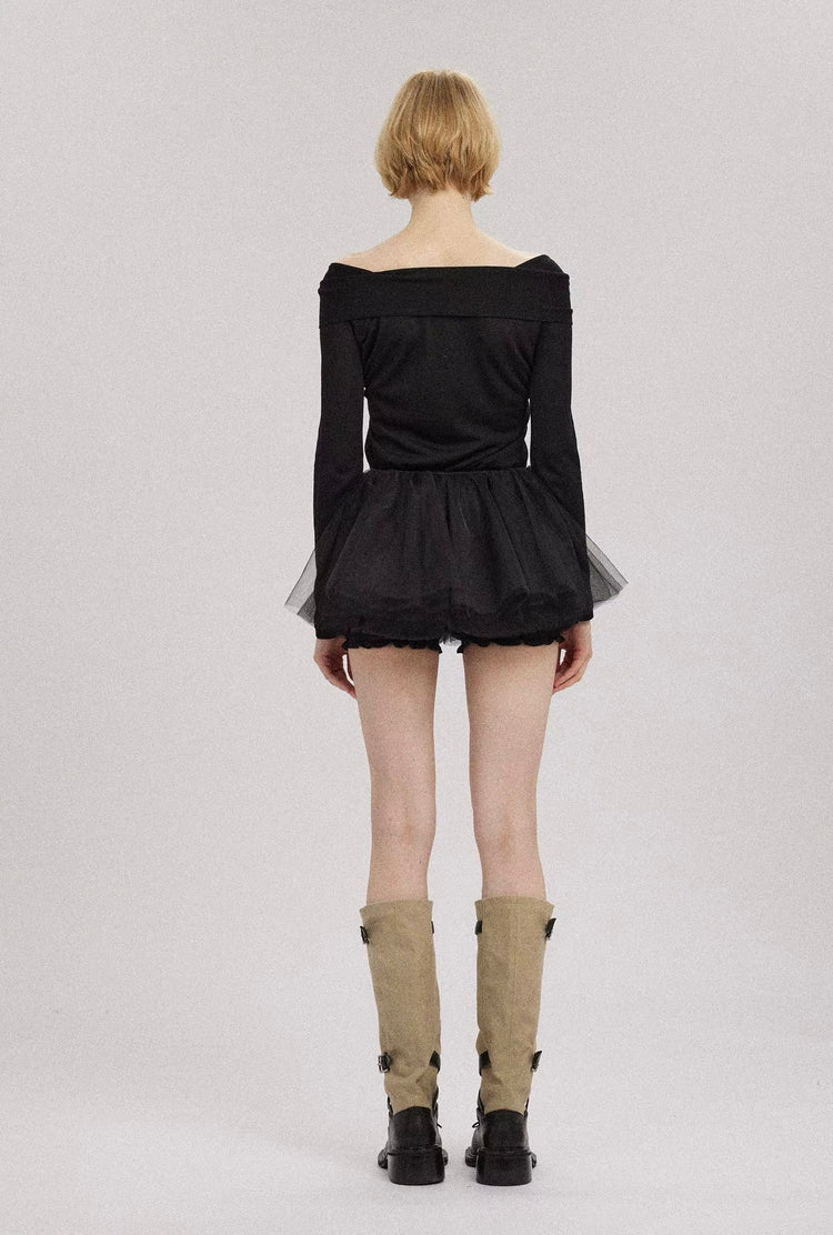 Handcrafted Rose Tulle Puffy Mini Skirt