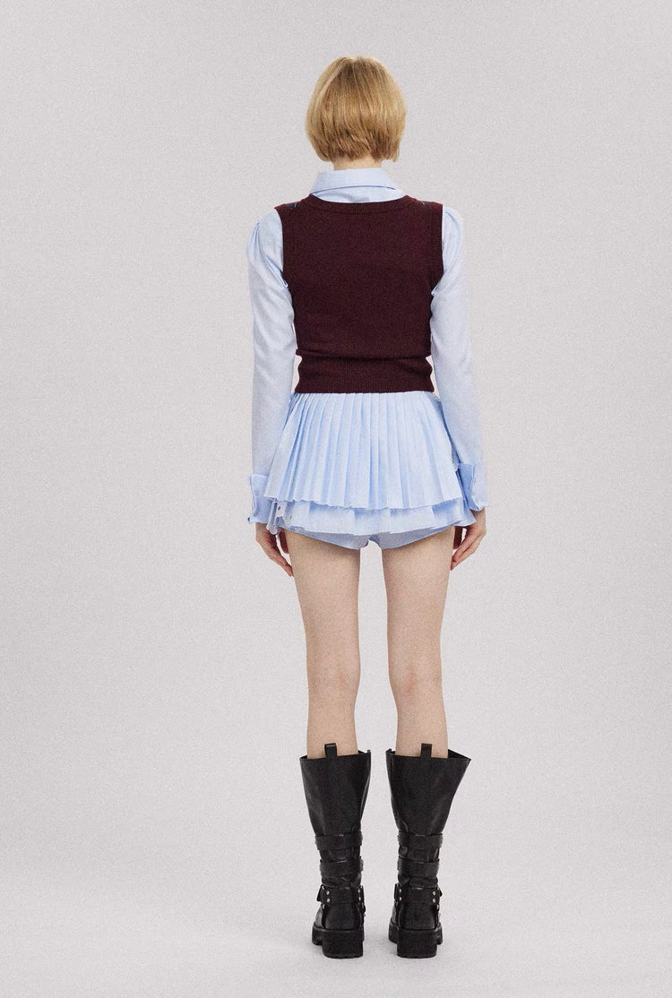 Layered Diamond Knit Tank Shirt