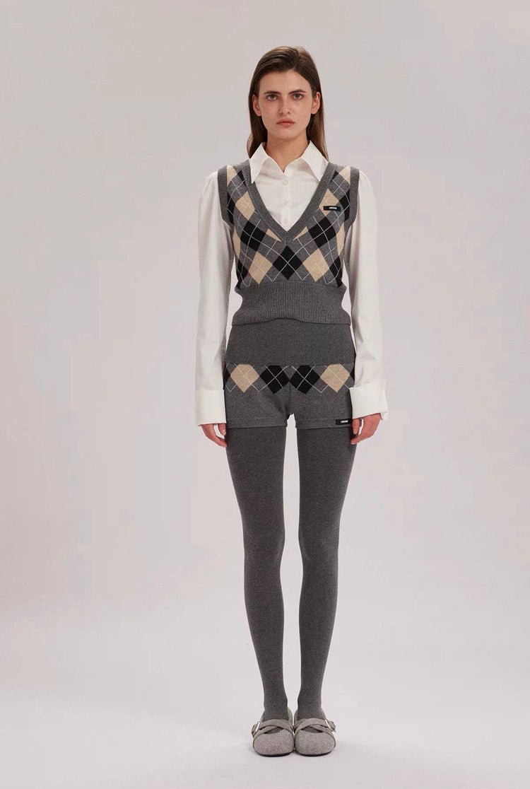 Layered Diamond Knit Tank Shirt