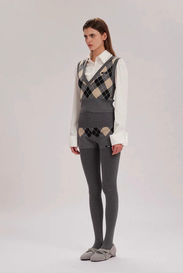 Layered Diamond Knit Tank Shirt