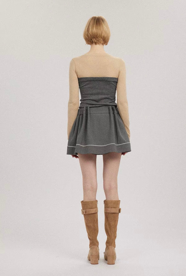 Preppy A-Line Suit Skirt