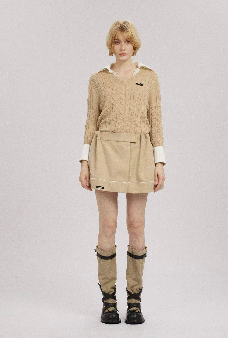 Preppy A-Line Suit Skirt