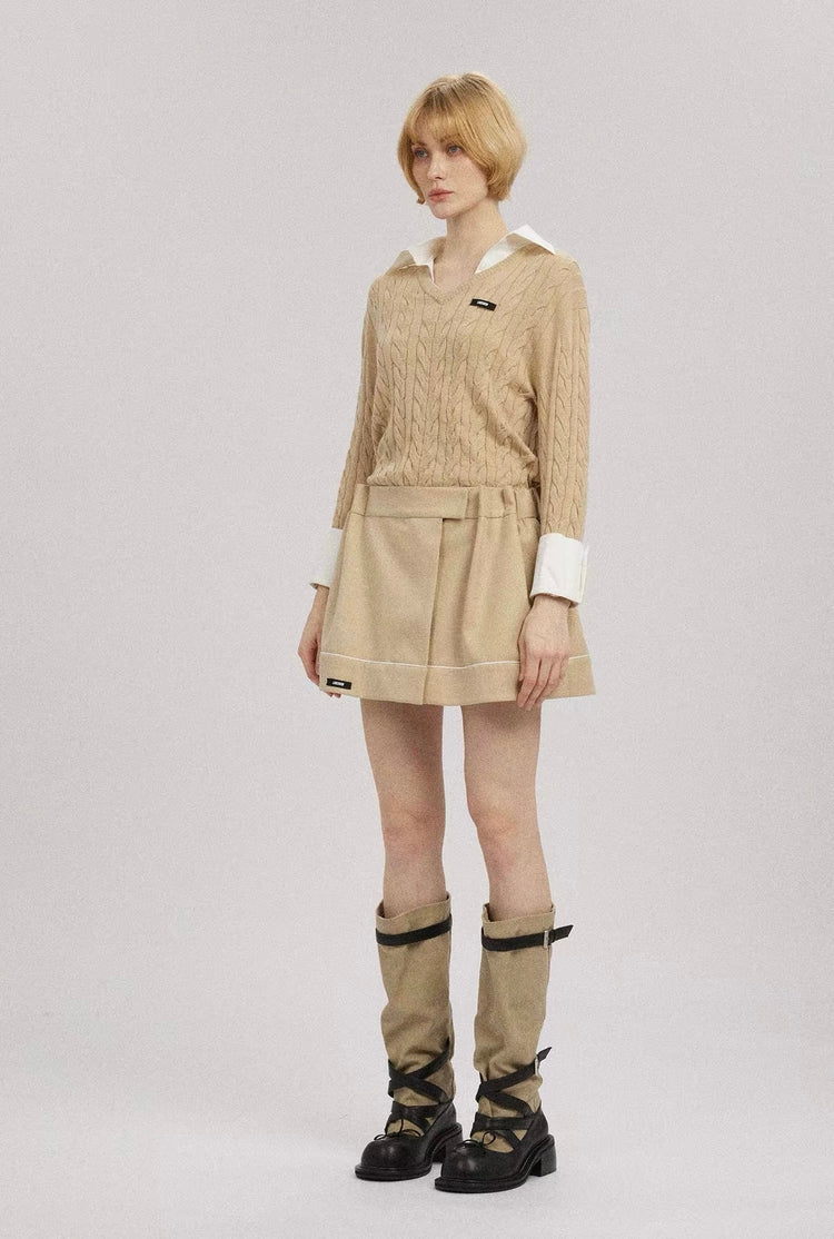 Preppy A-Line Suit Skirt