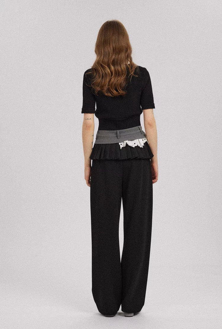 White Shirt-Collar Statement Knit Top