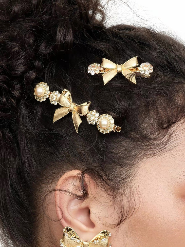 YVMIN X SHUSHUTONG / Long Bowknot Gemstone Hair Clip