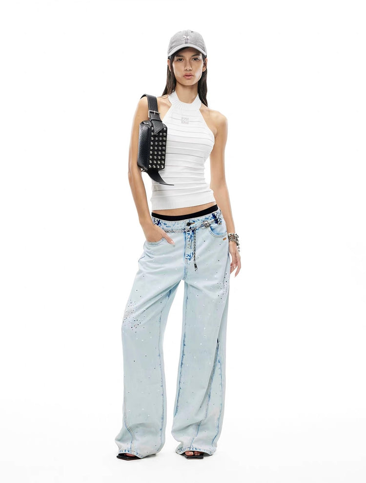 Stamp Print Halter Top
