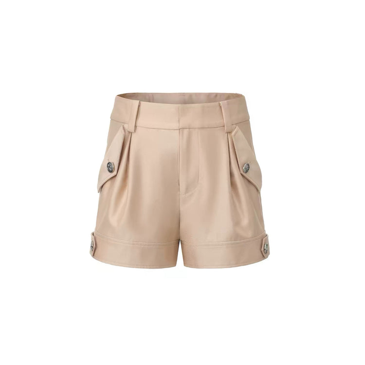 High-Waisted Straight-Leg Shorts