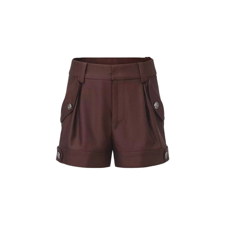 High-Waisted Straight-Leg Shorts