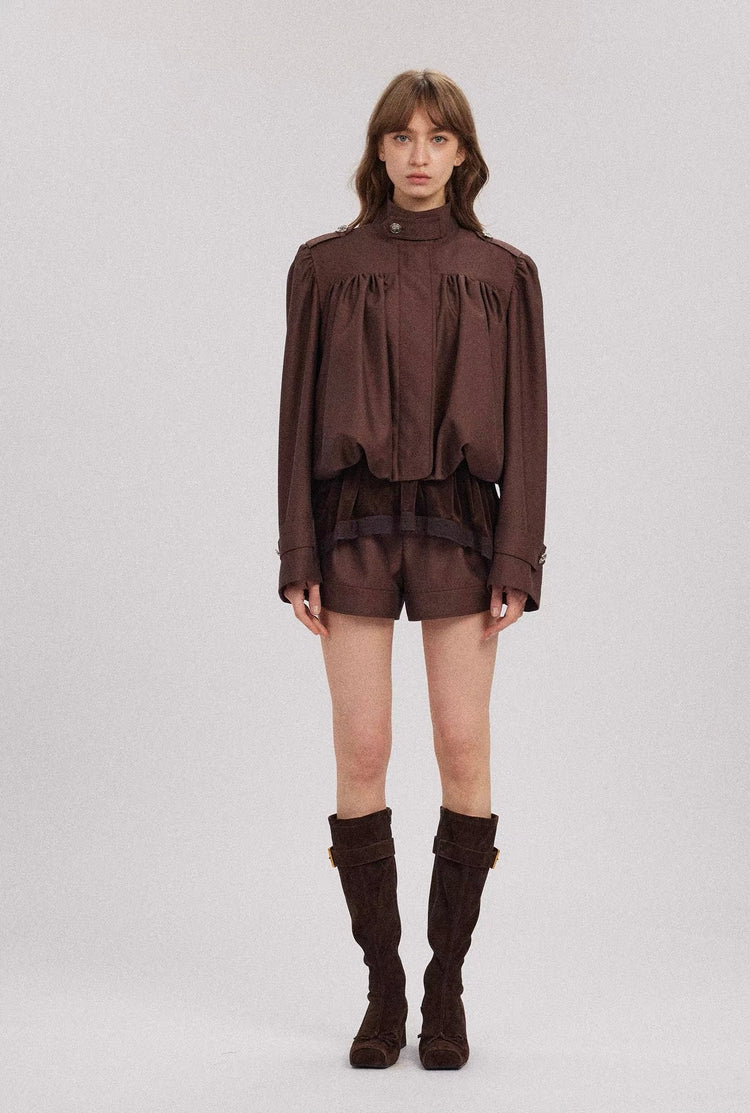 High-Waisted Straight-Leg Shorts