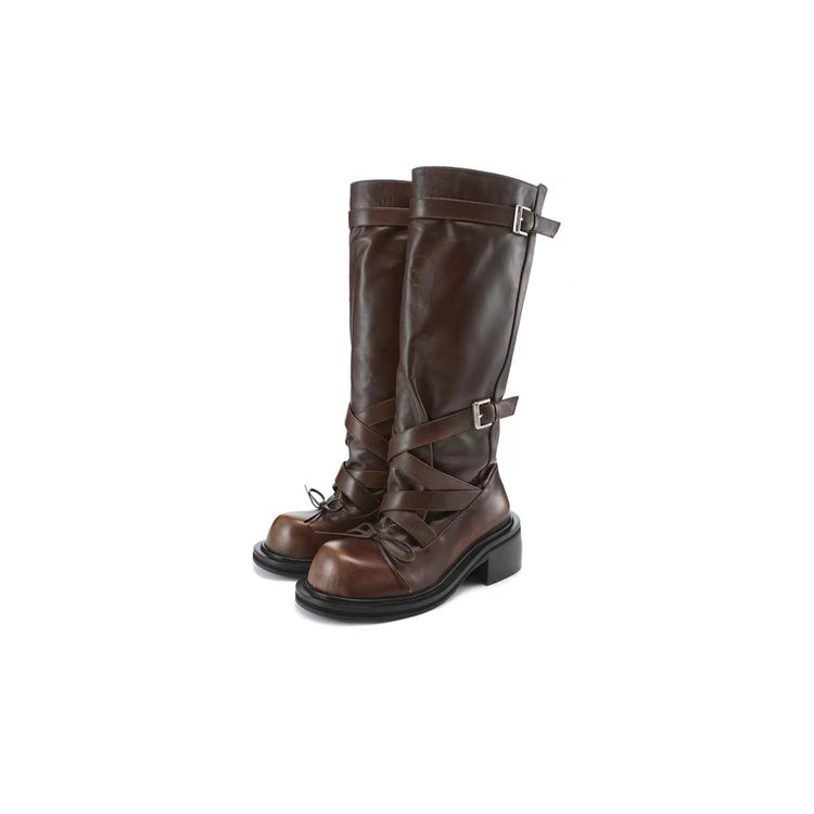 Round-Toe Knee-High Ballet Boots