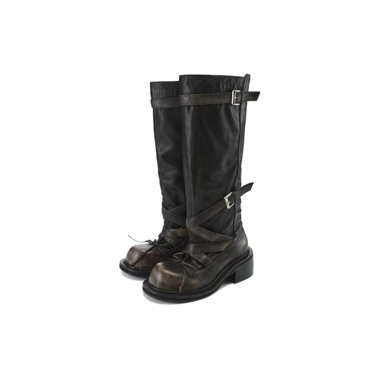 Round-Toe Knee-High Ballet Boots