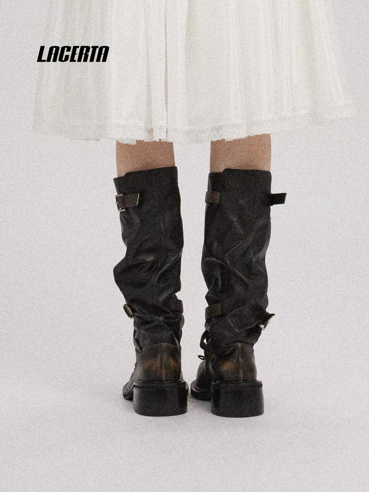 Round-Toe Knee-High Ballet Boots