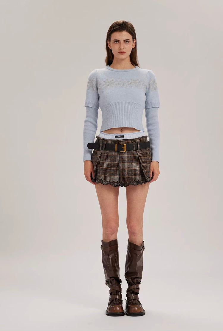 Welsh Plaid Waistband Pleated Mini Skirt