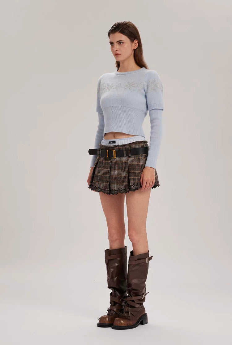 Welsh Plaid Waistband Pleated Mini Skirt