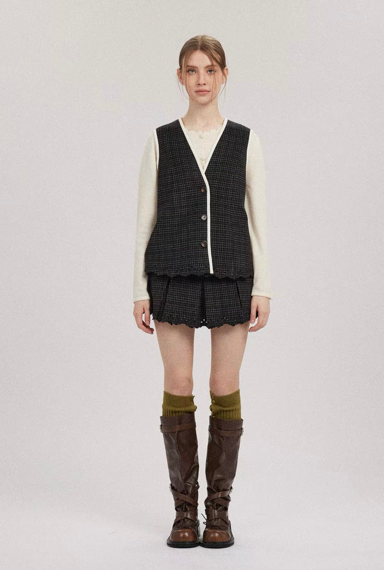 Welsh Plaid Waistband Pleated Mini Skirt