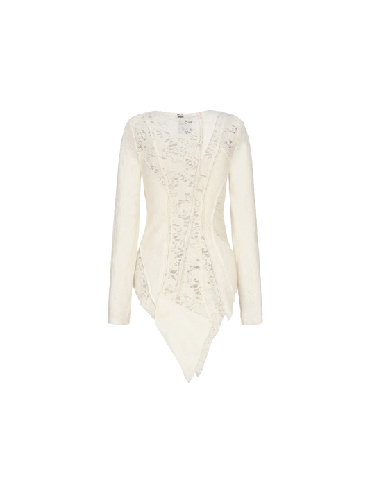 White Hollow Out Lace Wool Cardigan