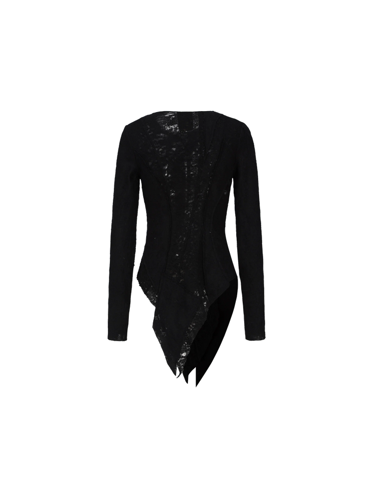 Black Hollow Out Lace Wool Cardigan