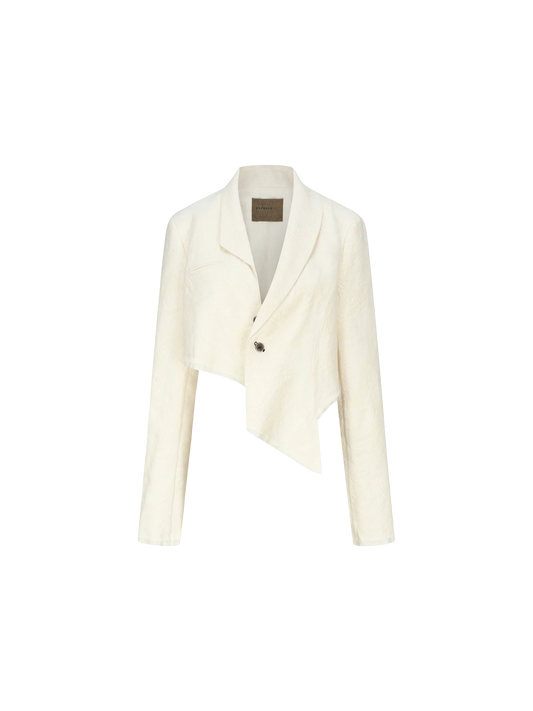 White Irregular Collar Short Jacket