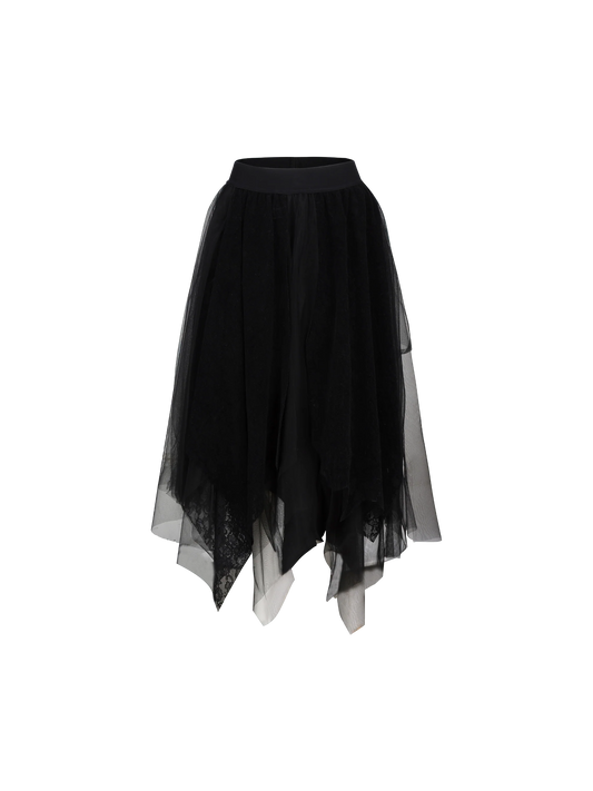 Black Crisscross Lace Tulle Skirt