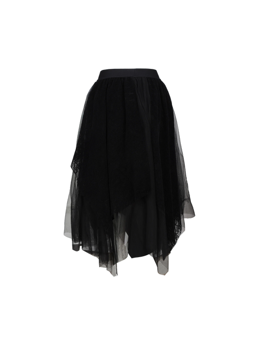 Black Crisscross Lace Tulle Skirt