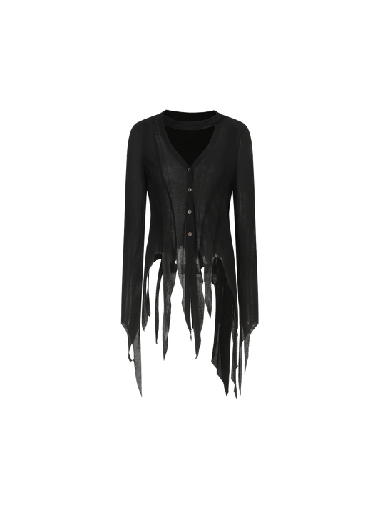 Black Cotton Irregular Shirt