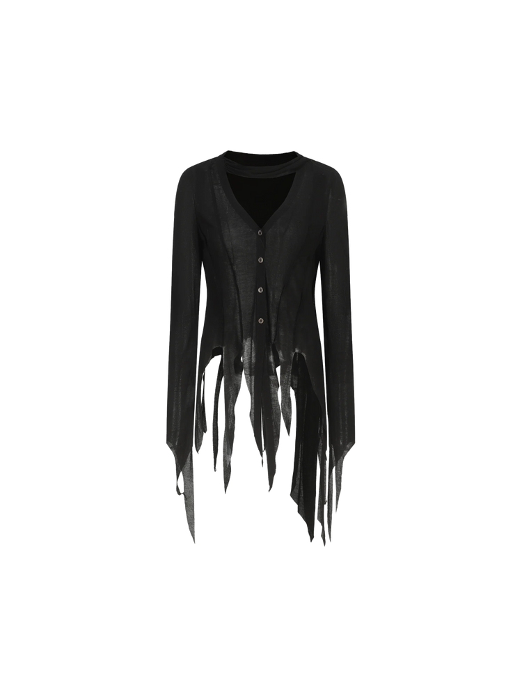 Black Cotton Irregular Shirt