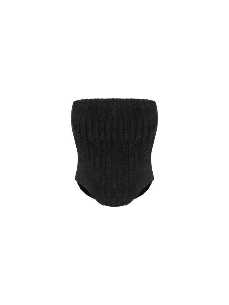Black Velvet Patchwork Tube Top