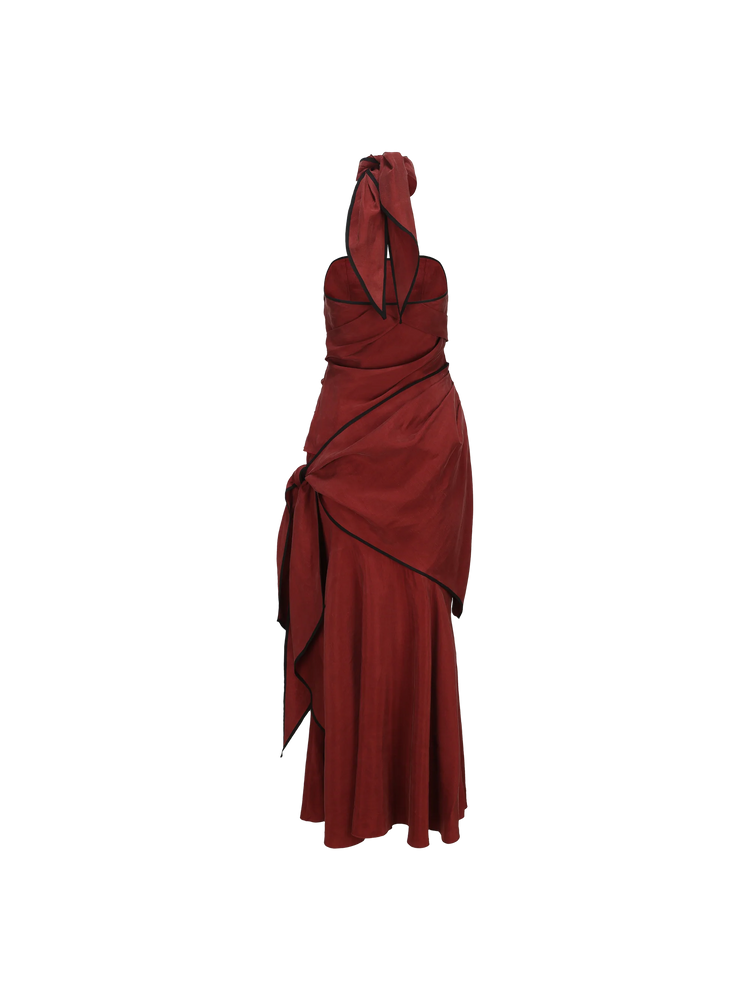 Dark Red Twist Tube Dress