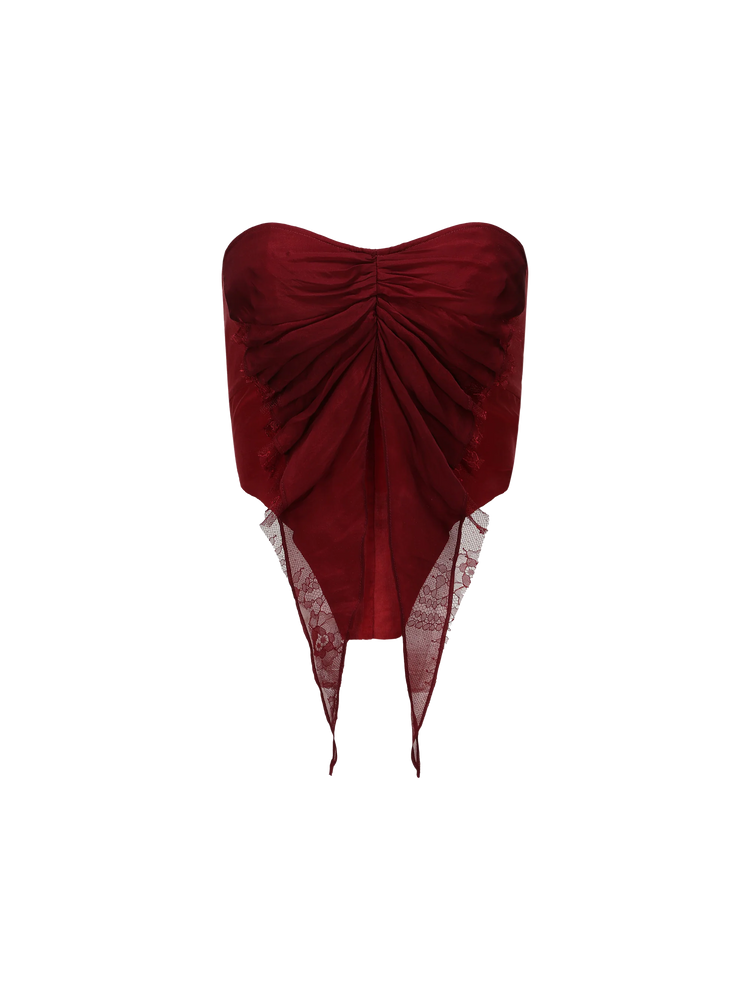 Ruby Fold Pleated Ruffles Tube Top