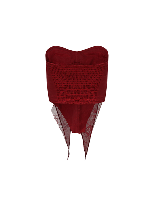 Ruby Fold Pleated Ruffles Tube Top