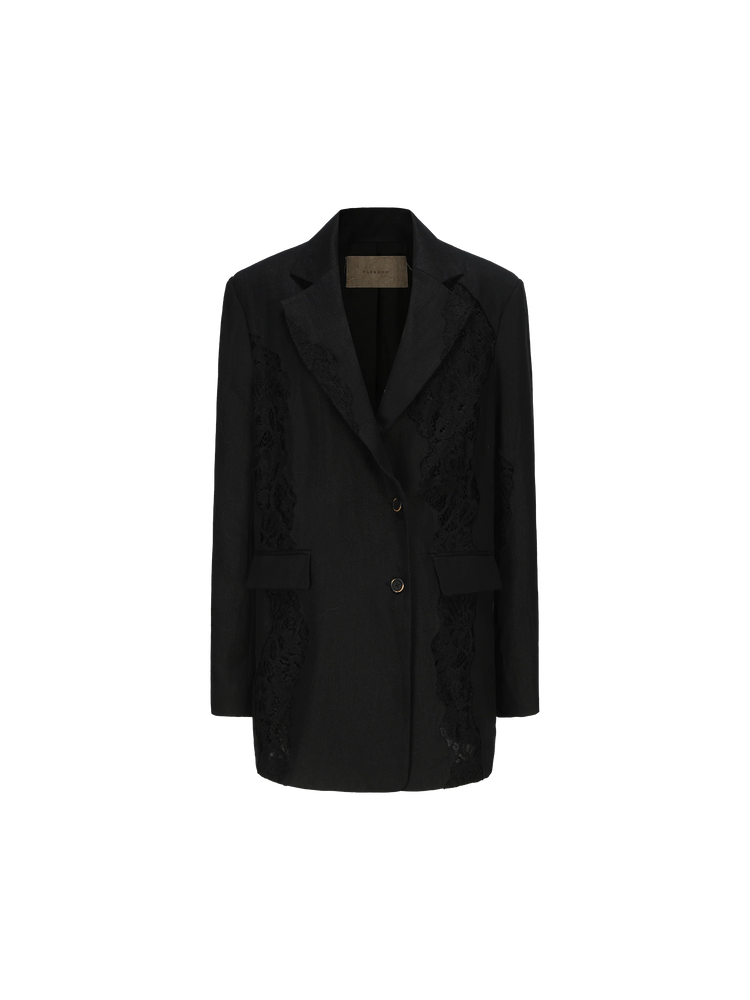 Black Deconstructed Lace Blazer