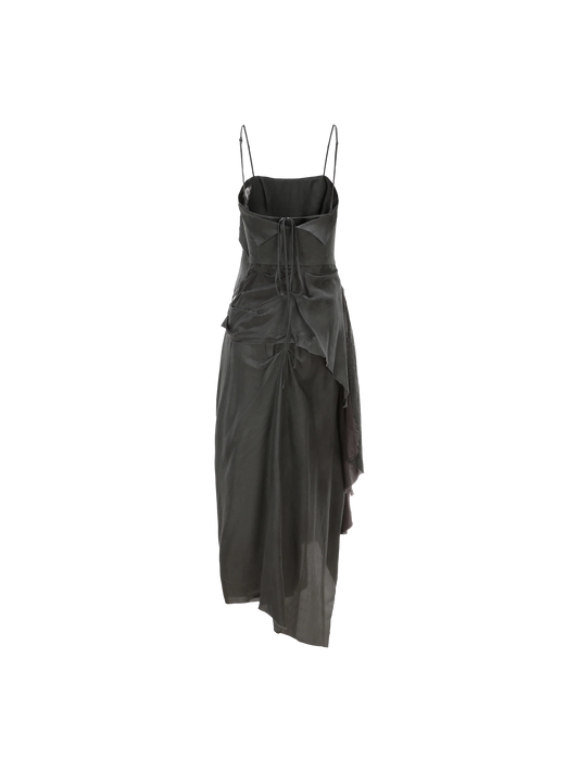 Grey Deconstructed Flutter Piece Camisole Long Dress