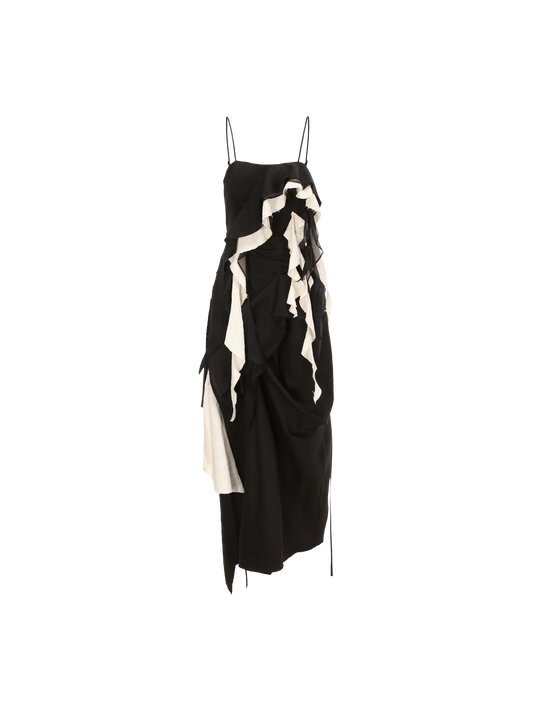 Black And White Deconstructed Flutter Piece Camisole Long Dress