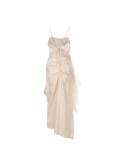 Beige Deconstructed Flutter Piece Camisole Long Dress