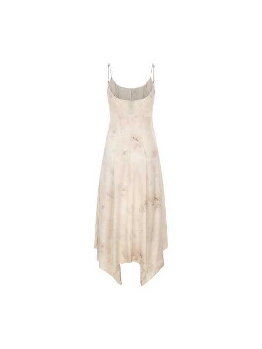 Beige Printed Split Camisole Dress