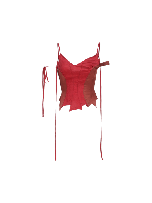 Red Strappy Patchwork Camisole