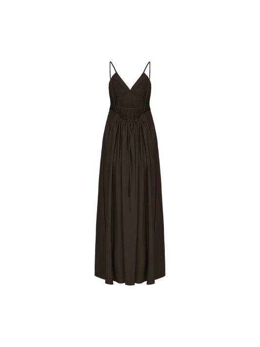 Chocolate Draped Double-layer Strap Dress