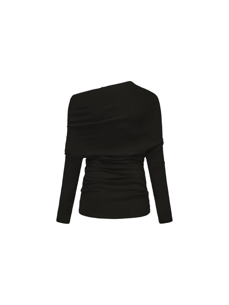 Black Asymmetric Off-shoulder Top