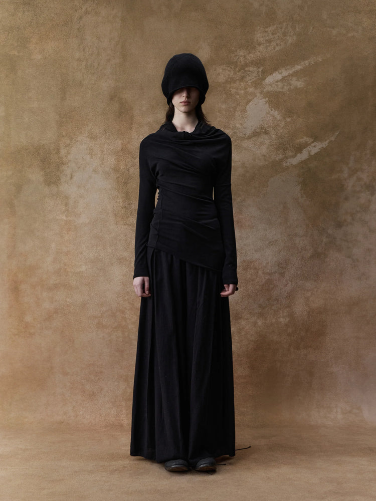 Black Asymmetric Off-shoulder Top